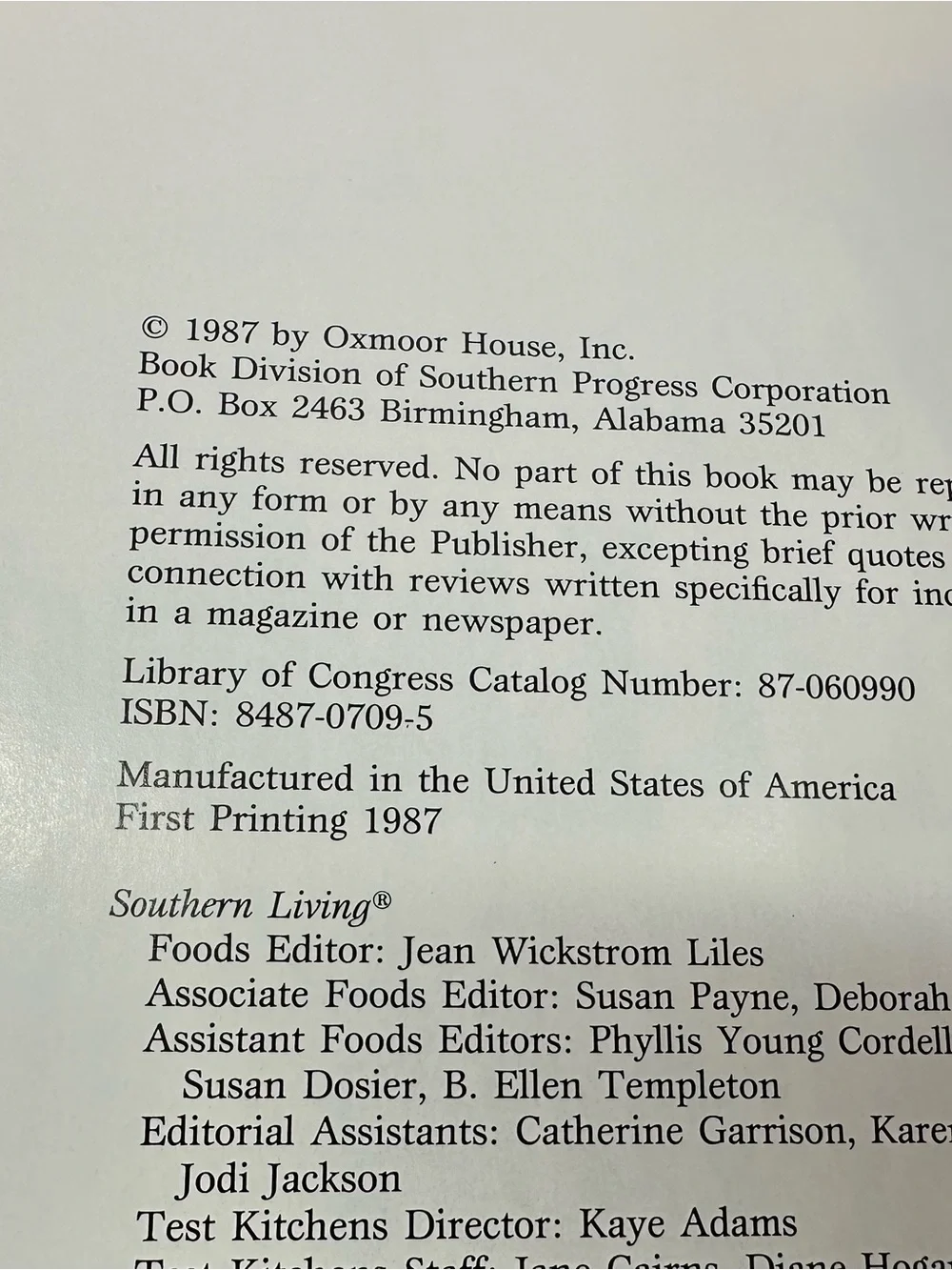 vtg 1987 The Southern Living Cookbook Hardcover traditional first printing
